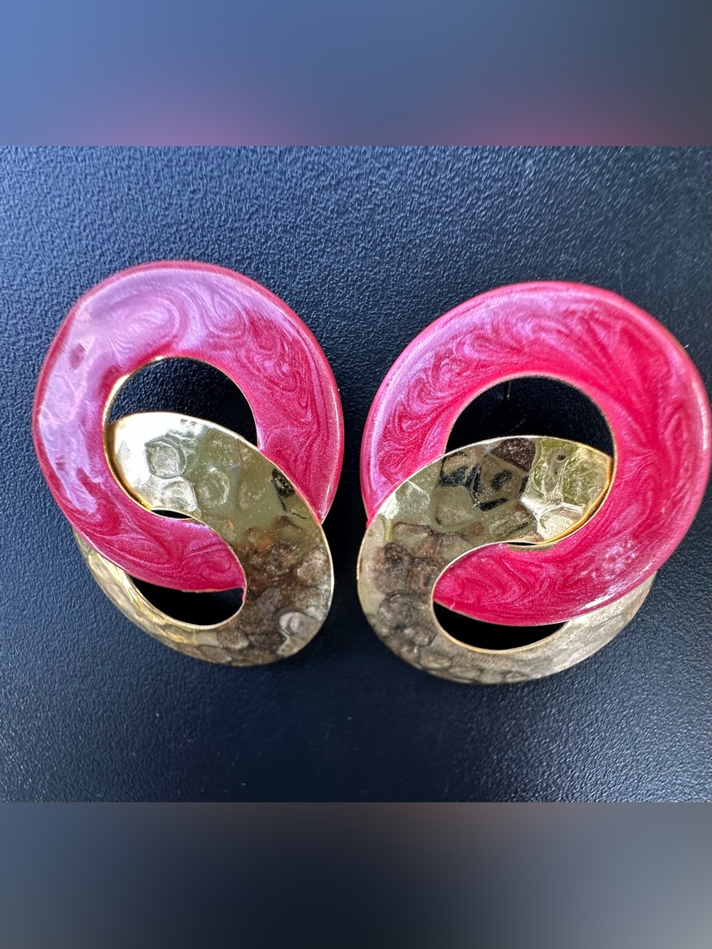 Vintage Post Red and Gold pierced earrings